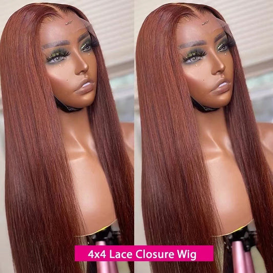 Brown human hair wig straight,13x4 and 4x4 lace frontal ,no tangles