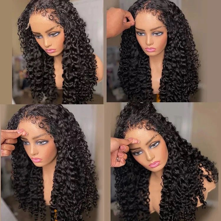 4C Kinky Edges HD Lace Wigs Deep Water Wave 13x6 HD Lace Frontal Wig Human Hair Glueless