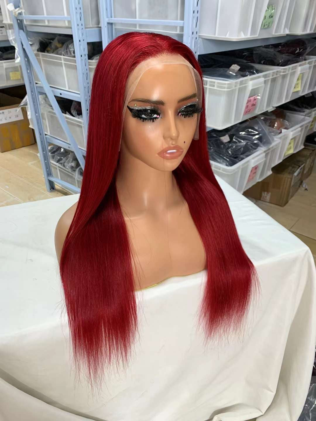 12 A 13x4 Lace Front 99j Red Brazilian Straight Human Hair Wig