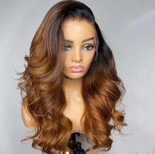 Preplucked Soft Ombre Brown Body Wave 5x5 Silk Hair Wig HD Lace European Hair Glueless Wig