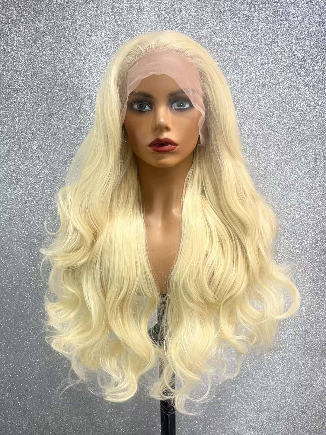 Long wavy blonde hair,28 inch synthetic hair 13x4 lace front,no tangles