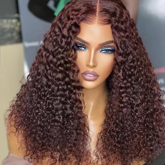 13X4 lace frontal HD brown wig , 100% human hair ,kinky curly