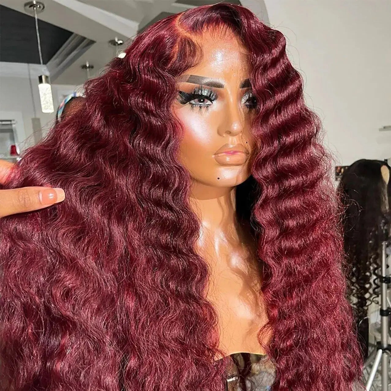 Red Deep wave wig ,Pre-plucked 13X4 lace frontal ,100% virgin hair ,no tangles.