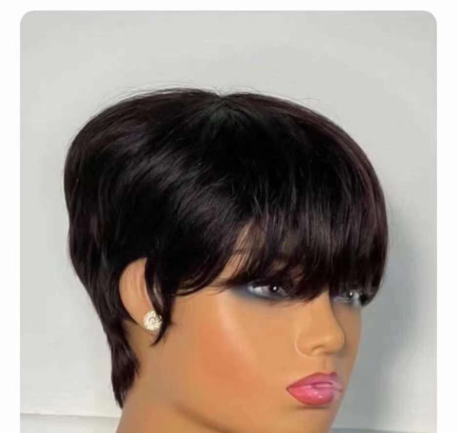 Human Hair Wigs Short Pixie black