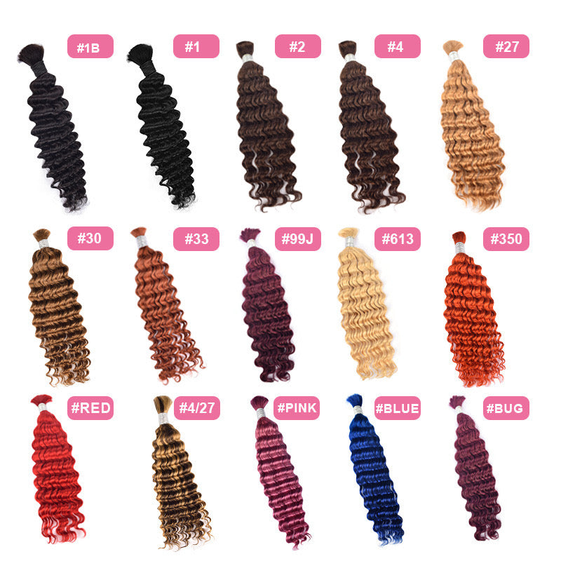 Bulk bundles human hair for braiding hair,multi colored 100g