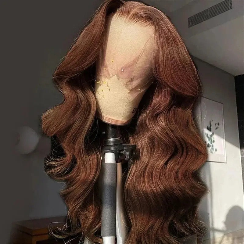 Brown wig 13X4 lace frontal ,100% human hair,200 density