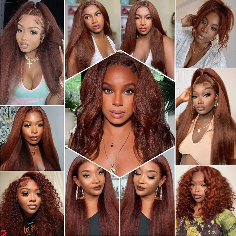 Brown kinky straight human hair wig ,100% human hair high quality