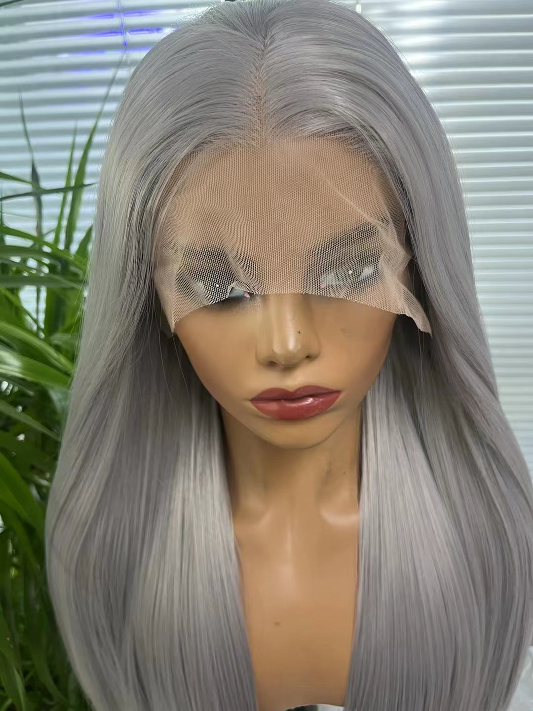 Synthetic grey wig 13x4 lace frontal 24 inch