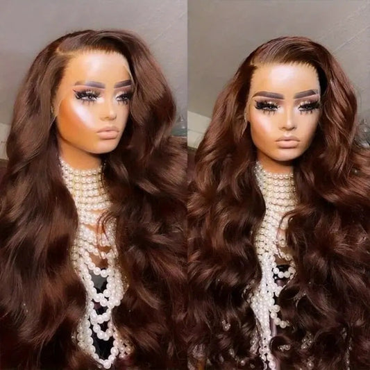 Brown wig 13X4 lace frontal ,100% human hair,200 density