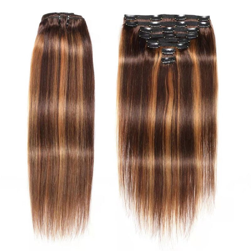 Piano color clip hairs extension 100% human hair