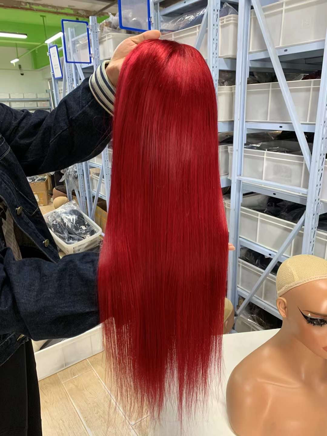 12 A 13x4 Lace Front 99j Red Brazilian Straight Human Hair Wig