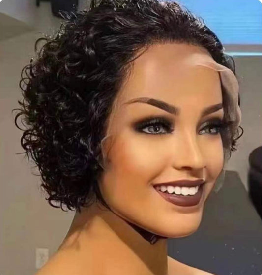 Short wig curls 13x4 lace frontal