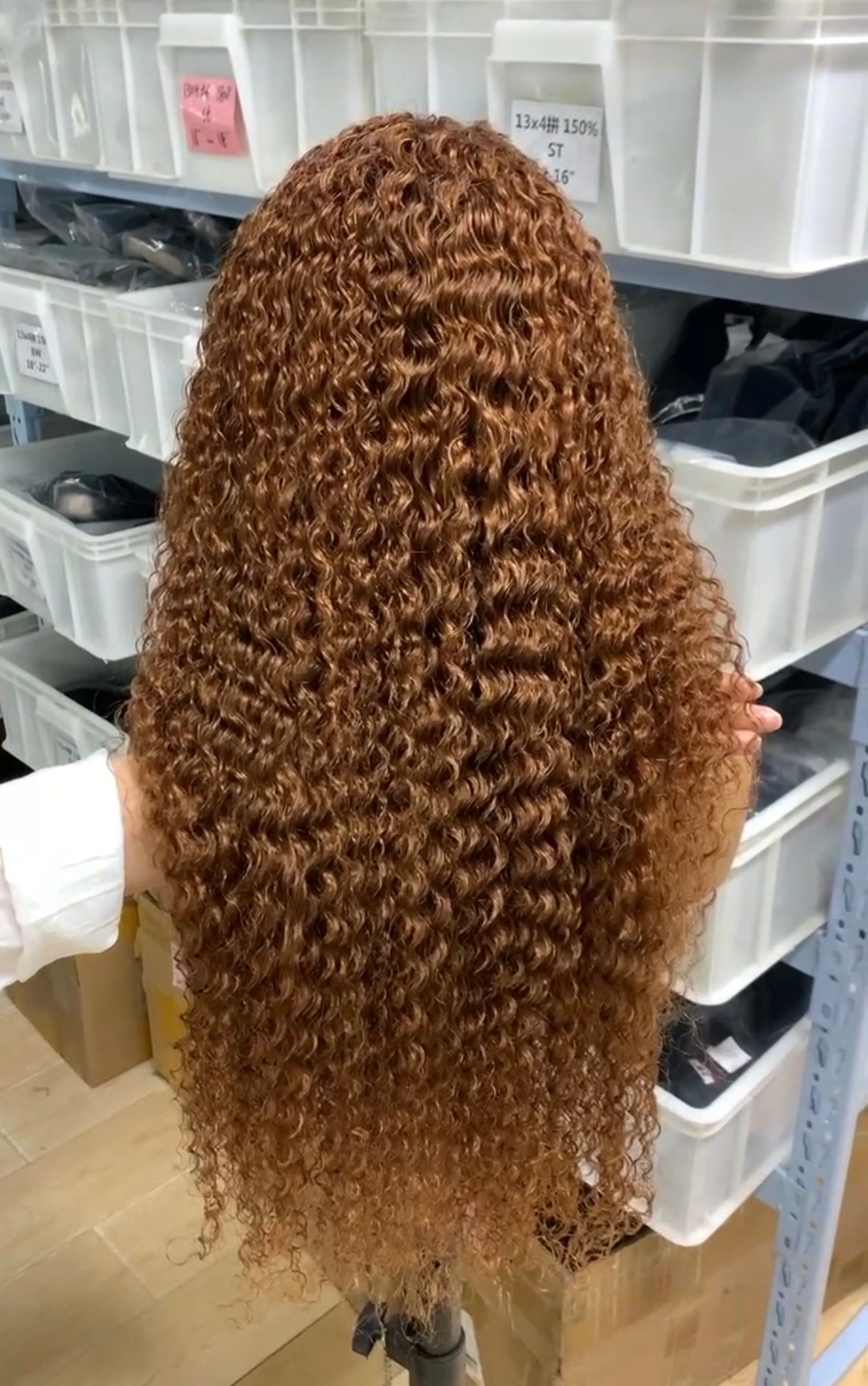 13x4 kinky curl wig color 6 human hair