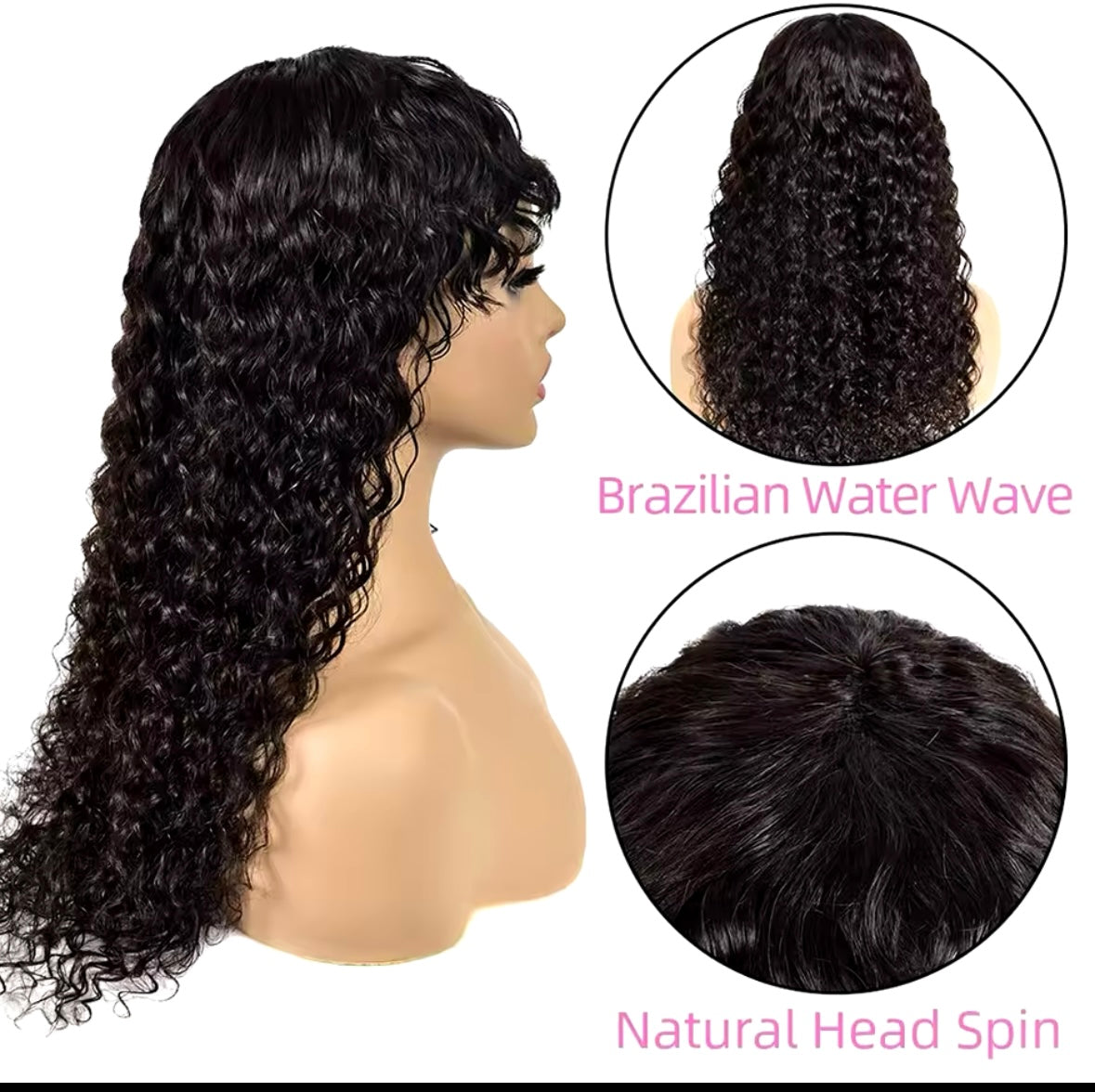 Jerry curl wig with fringe curl 100% human hair