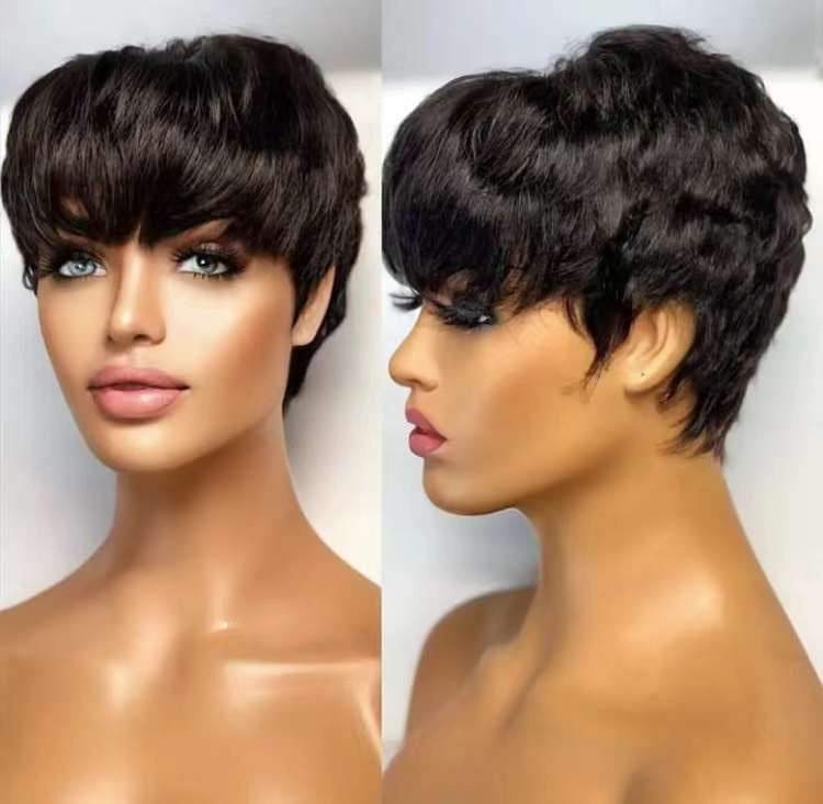 Pixie wig cut human hair Brazilian hair 100% high quality