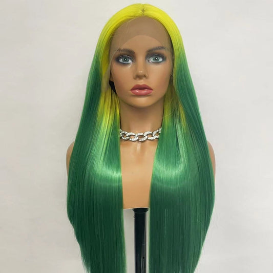 High quality Yellow green synthetic hair 26 inch