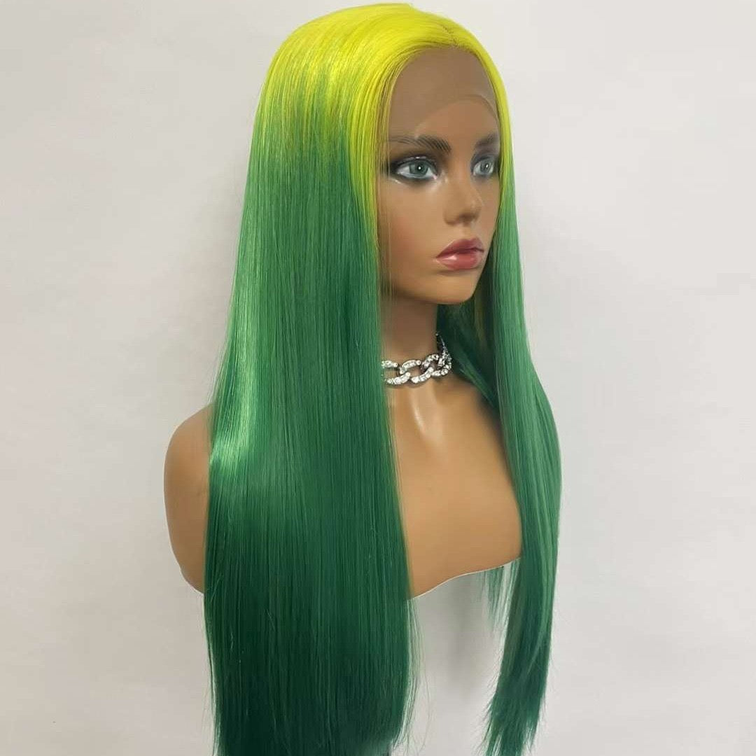 High quality Yellow green synthetic hair 26 inch