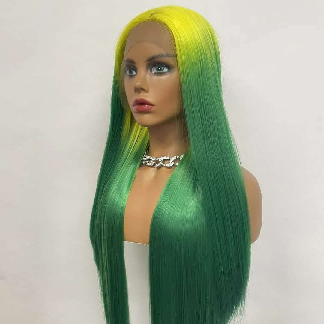 High quality Yellow green synthetic hair 26 inch