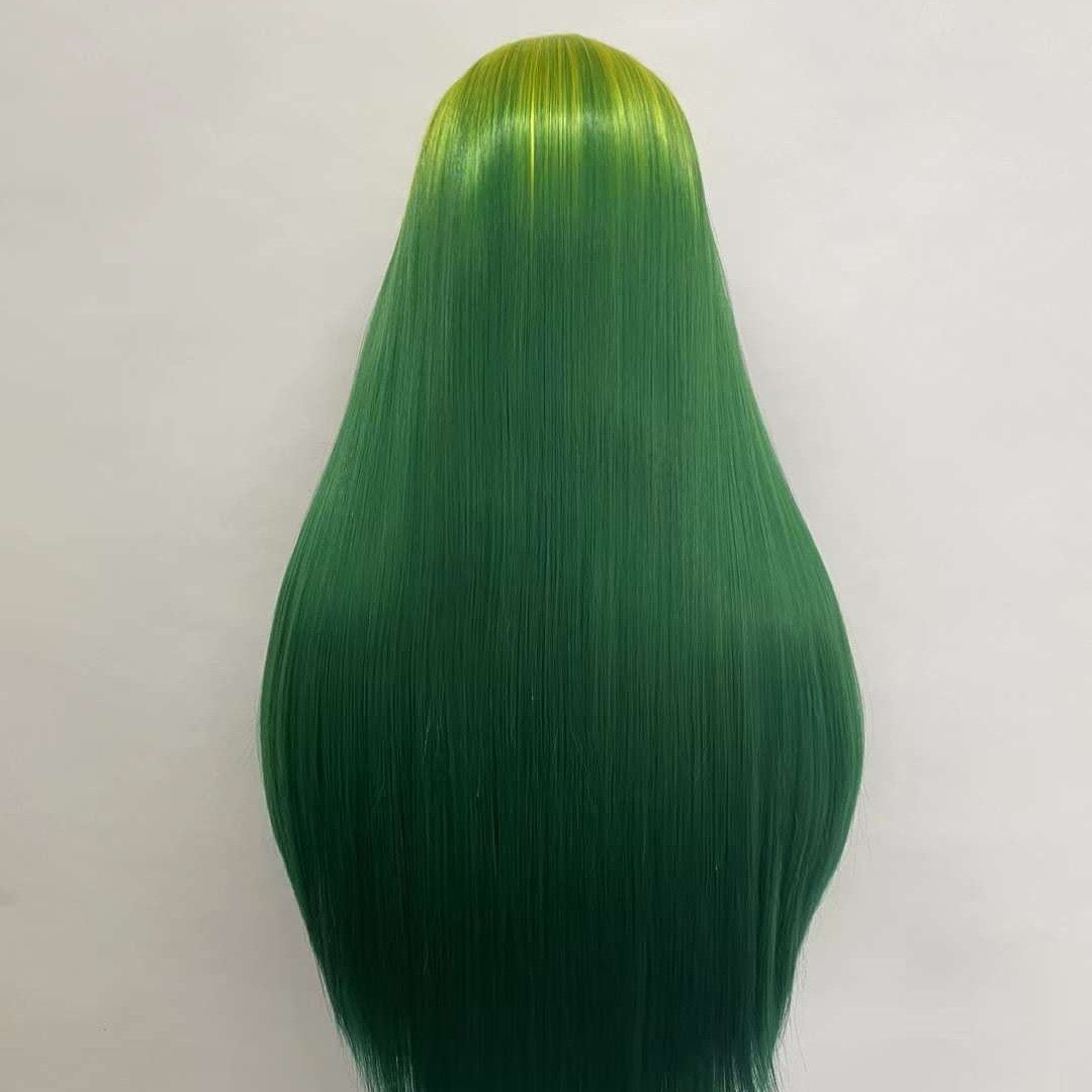 High quality Yellow green synthetic hair 26 inch