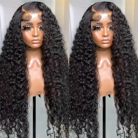 13x4 Lace Front Human Hair Wigs Brazilian Deep Wave Frontal Wig 360 Lace Frontal Curly Human Hair Wigs Preplucked Wig For Women