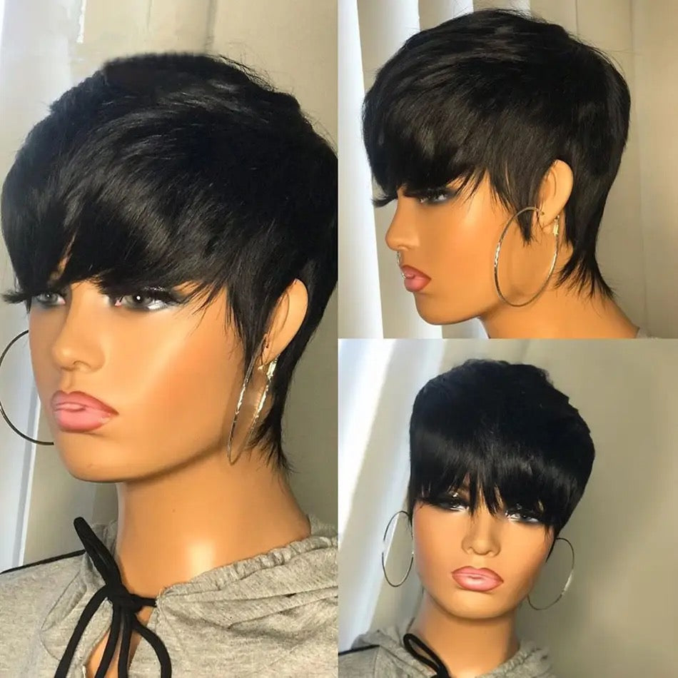 Short Human Hair Wigs Pixie Cut Straight