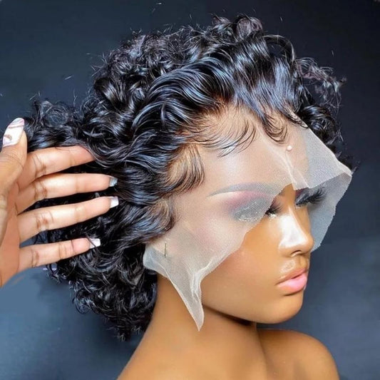 10A Pixie Cut Afro Wig Preplucked Lace Frontal Human Hair