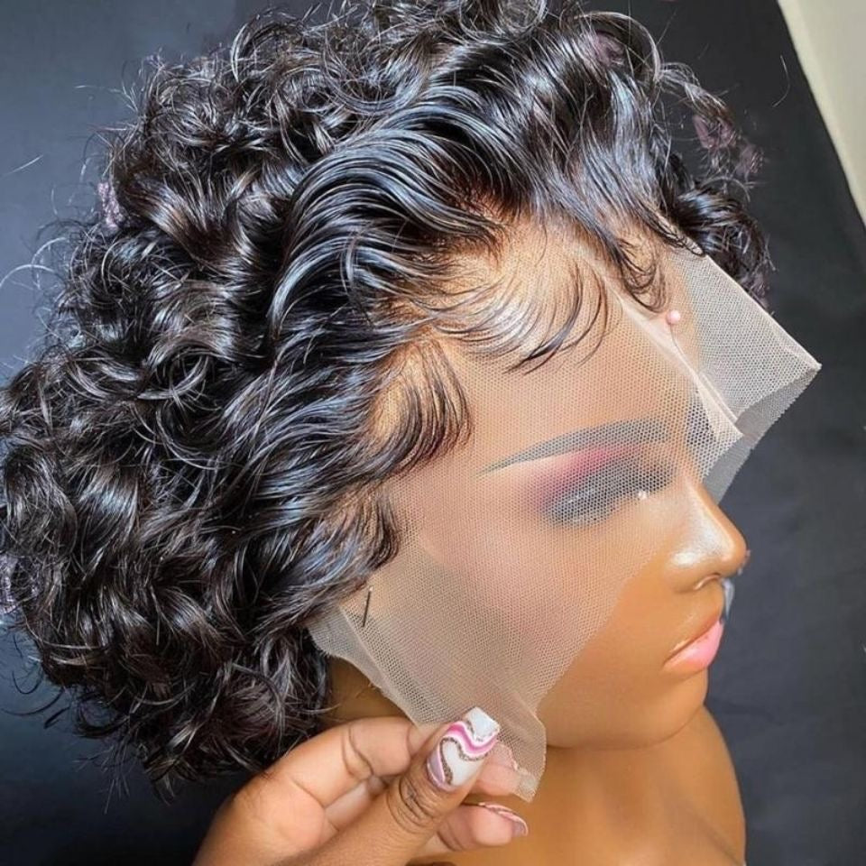 10A Pixie Cut Afro Wig Preplucked Lace Frontal Human Hair