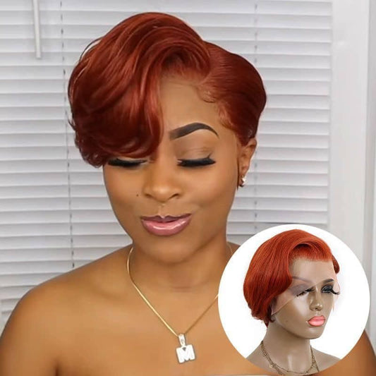 12A Orange 350 color 13*4Lace Short cut wig human hair