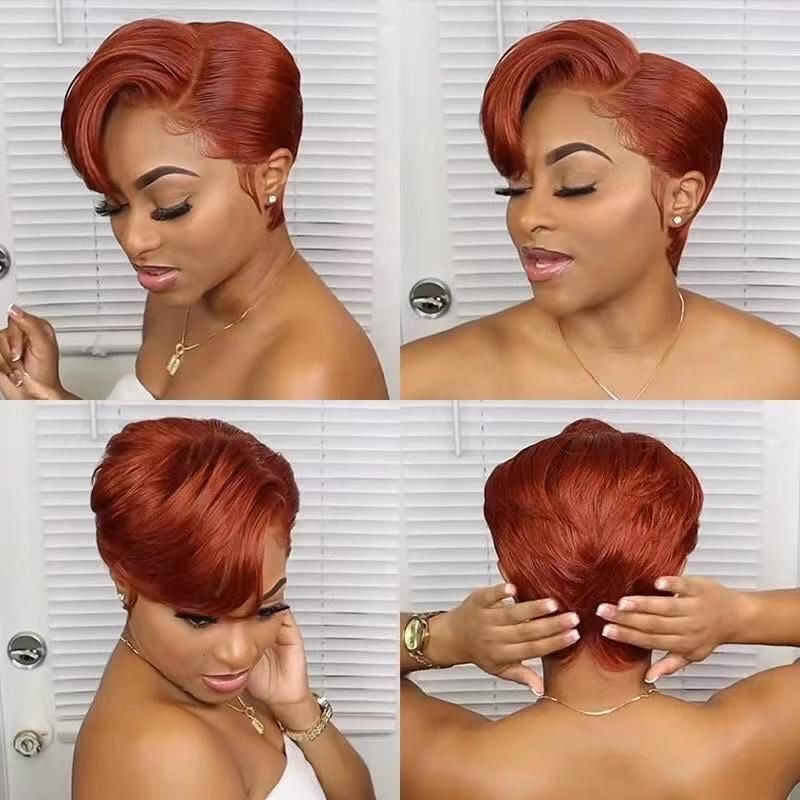 12A Orange 350 color 13*4Lace Short cut wig human hair